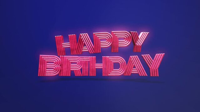 Modern Happy Birthday on fashion blue gradient, motion abstract holidays and party style background