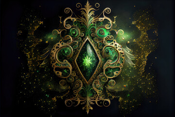 Fototapeta premium background with emerald ornament - By Generative AI
