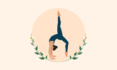 woman practicing yoga backbend pose