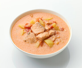 bowl of salmon soup