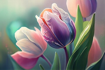 bouquet of tulips, watercolor, generative AI art, 