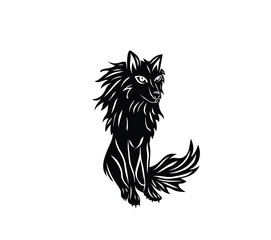 Wolf Standing Silhouette, art vector design
