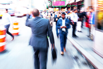 crowd of people in NYC in motion blur