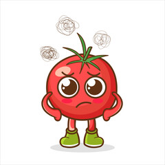 Cute tomato character got angry isolated on white background. Tomato character emoticon illustration