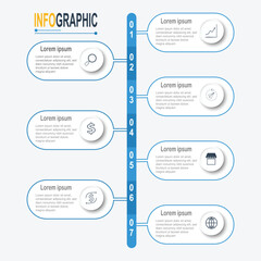 Infographic circle template 7 steps business data illustration