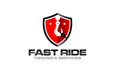Illustration vector graphic of towing truck service logo design suitable for the automotive company