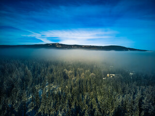 Aerial view of winter Giant Mountains