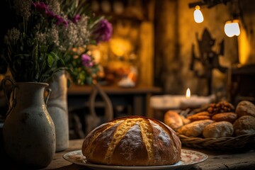Pão caseiro quentinho feito em casa, homemade bread, GENERATIVE AI
