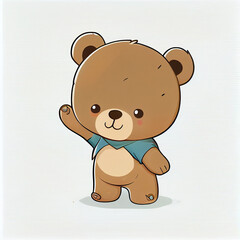 Cute cartoon bear character. 3D animation on white background