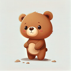 Cute cartoon bear character. 3D animation on white background