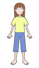 裸足の痩せすぎの女性
