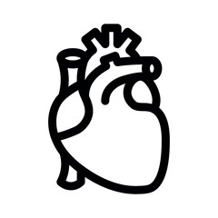 heart icon on white background. Medical Icons. Vector thin pictogram of human internal organ, schematic illustration for cardiological clinic. 
