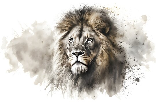 Illustration of a strong and confident lion king. Generative AI.