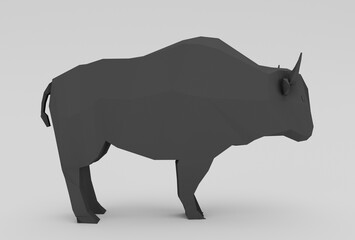 Buffalo cartoon character, minimal 3d rendering on white background