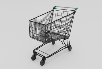 cart Basket minimal 3d rendering on white background