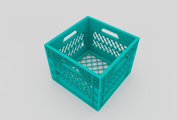plastic Basket minimal 3d rendering on white background