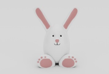 easter egg rabbit bunny character minimal 3d rendering on white background