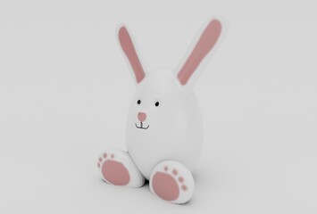 easter egg rabbit bunny character minimal 3d rendering on white background