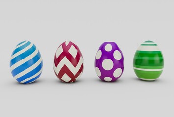 colorful Easter Egg minimal 3d rendering on white background