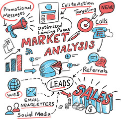 hand drawn sketch of sketch market analysis - PNG image with transparent background