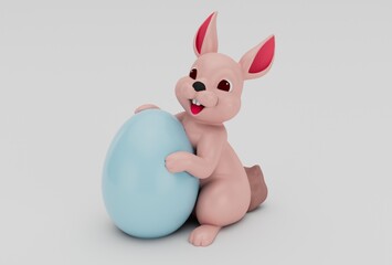 Fototapeta na wymiar Easter bunny rabbit minimal 3d rendering on white background