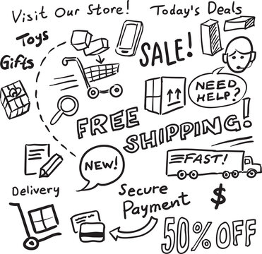 hand drawn sketch of sketch shopping sales - PNG image with transparent background