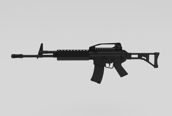 Assault Rifle weapon minimal 3d rendering on white background