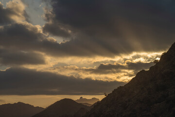 golden hour with saudi  arabia mountain landscape