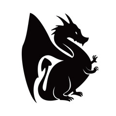 dragon silhouette design. mythology creature sign and symbol.