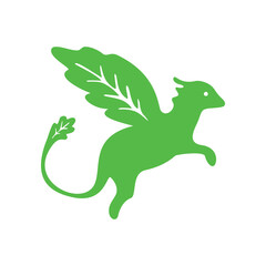 green dragon logo design. leaf and animal sign and symbol.
