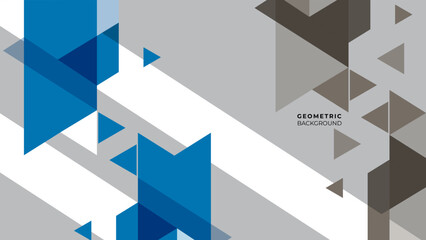 Abstract geometric background. Triangle and square blue. Light grey background with geometric shapes graphic. Vector illustration.