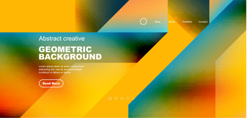 Fluid gradient geometric triangles, abstract landing page background. Minimal shapes composition for wallpaper, banner, background, leaflet, catalog, cover, flyer