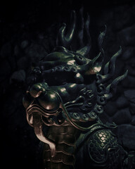 dragon statue at night