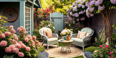 Modern back patio - garden and backyard with seating and place to entertain and cook