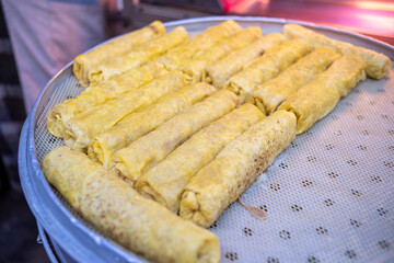 Steamed shrimp roll with fried tofu skin, Chinese food