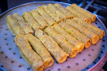 Steamed shrimp roll with fried tofu skin, Chinese food