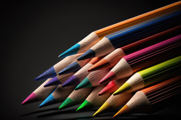 colored pencils isolated on black background. Generative AI