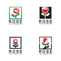 Rose logo flower vector icon illustration design