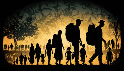 Embracing Hope: A Generative AI Created Silhouette of Refugees on World Refugee Day
