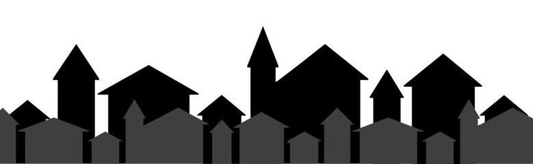 vector illustration of cartoon town skyline isolated on white background 