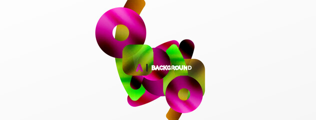 Metallic shiny geometric surfaces, round shapes and circles. Digital web futuristic template for wallpaper, banner, background, card, book Illustration, landing page