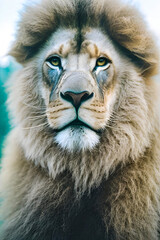 Obraz na płótnie Canvas Lion face king portrait animal , Wildlife , generative ai