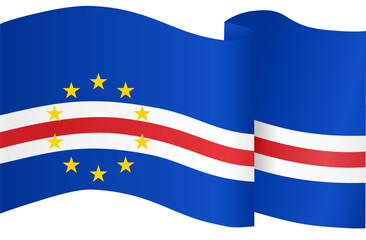 Cape Verde flag wave isolated on png or transparent background