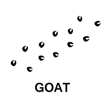 goat foot print, animal paw print illustration on white background 