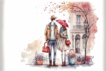 Fototapeta premium couple love architecture background Generative AI