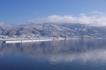 雪景色の湖畔　K3CP7897