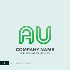 letter A U icon logo design concept