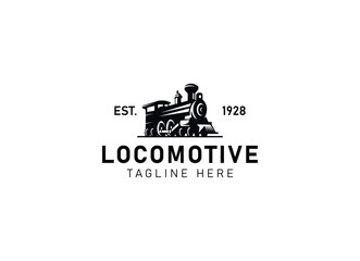 Fototapeta na wymiar Locomotive logo illustration, vintage style emblem
