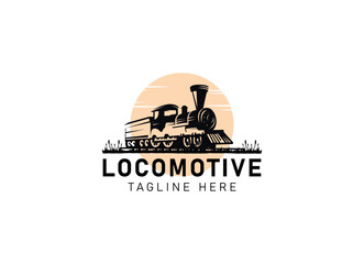 Locomotive logo illustration, vintage style emblem