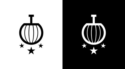 Lampion with star logo chinese lantern black and white icon illustration vector Designs templates